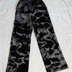 Black and Gray Tie-Dye Pants